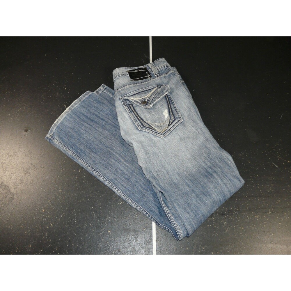 Vintage Division E Button Pockets Men’s Light Blue Jeans 34 - 34x31 Y2K Ripped